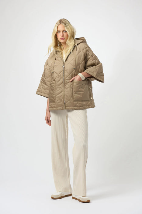 Joseph Ribkoff Gold Diamond Quilted Hooded Jacket 254914