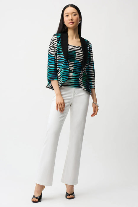 Joseph Ribkoff Green/Multi Geometric Stripe Twin Set Jacket 261270