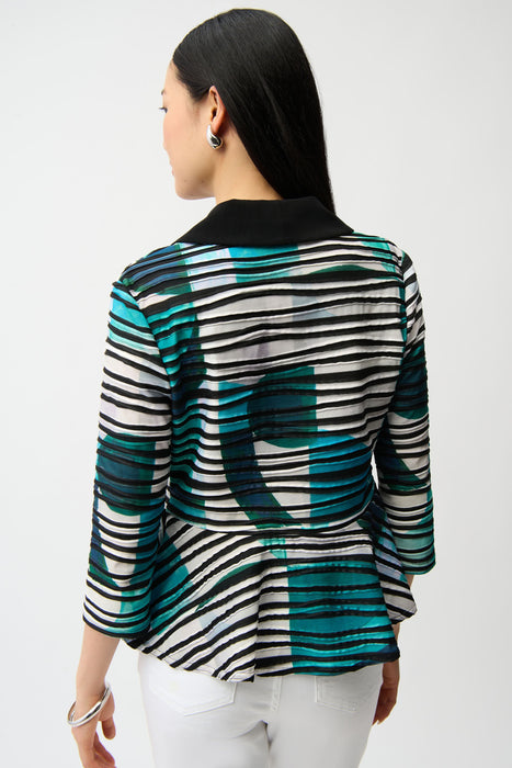 Joseph Ribkoff Green/Multi Geometric Stripe Twin Set Jacket 261270