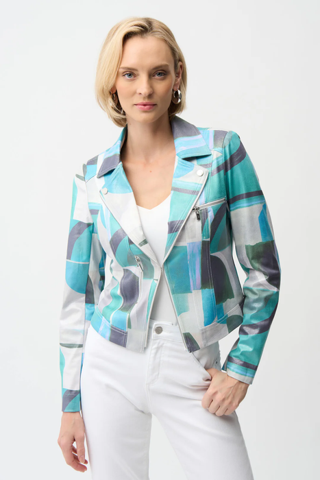Joseph Ribkoff 261911 Dark Blue Denim Puff Sleeve Blazer Jacket