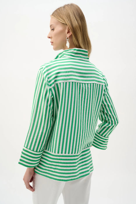 Joseph Ribkoff Green/Vanilla Striped Button Down Jacket 262212