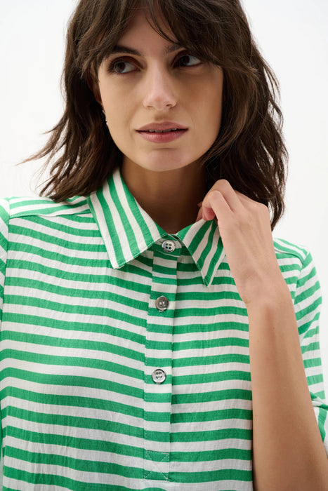 Joseph Ribkoff Green/Vanilla Striped Trapeze Dress 262175