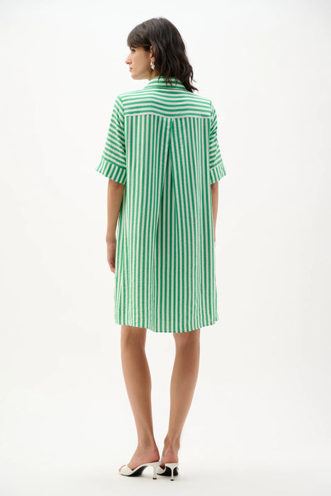 Joseph Ribkoff Green/Vanilla Striped Trapeze Dress 262175