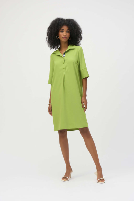 Joseph Ribkoff Style 252020 Greenery Half Sleeve Striped Minimalist Shirt Dress
