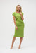 Joseph Ribkoff Style 252023 Greenery Pleated Side Waist Midi Sheath Dress