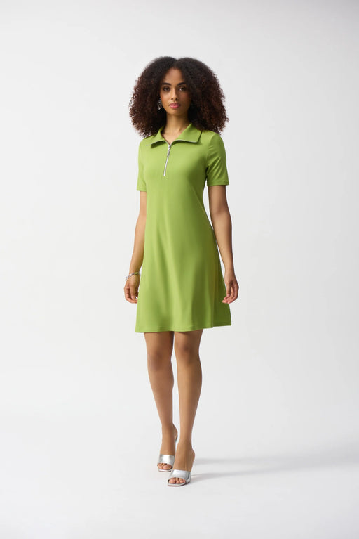 Joseph Ribkoff Style 251145 Greenery Zipped Short Sleeve Mini Shift Dress