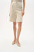 Woman wearing Joseph Ribkoff Repreve denim Bermuda shorts for casual summer outfit