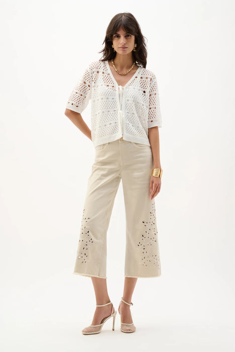 Joseph Ribkoff Greige Repreve® Denim Wide Leg Crop Jeans 262935