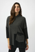 Joseph Ribkoff 253083 Grey/Black Color Block Textured 3/4 Sleeve Boxy Top