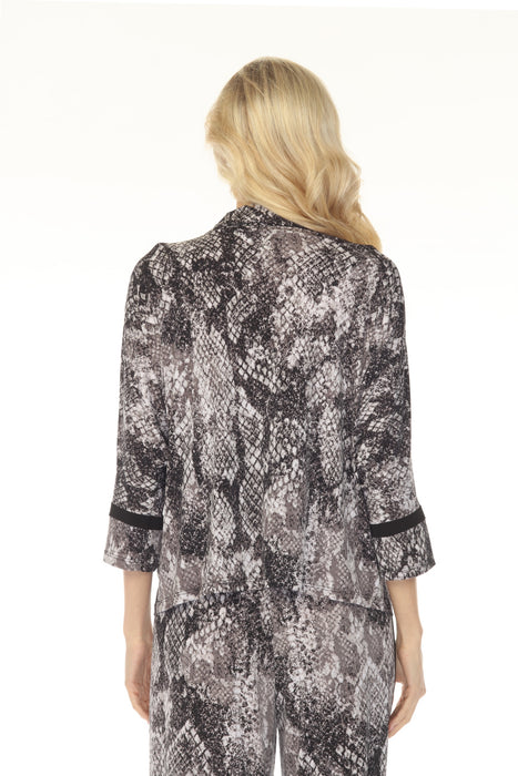 Joseph Ribkoff Grey/Black Snakeskin 3/4 Sleeve Top 253118