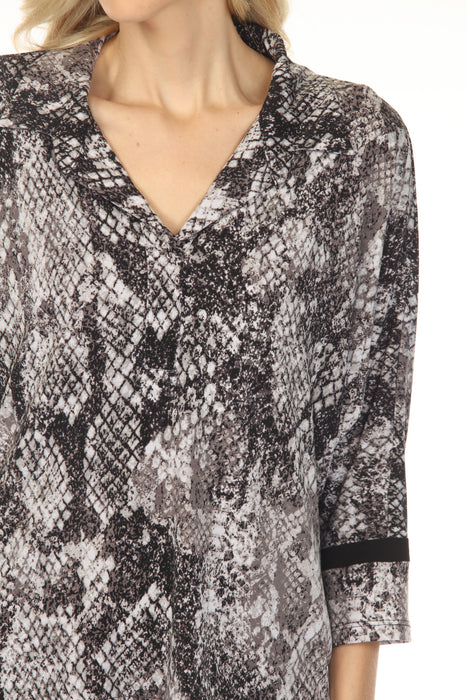Joseph Ribkoff Grey/Black Snakeskin 3/4 Sleeve Top 253118