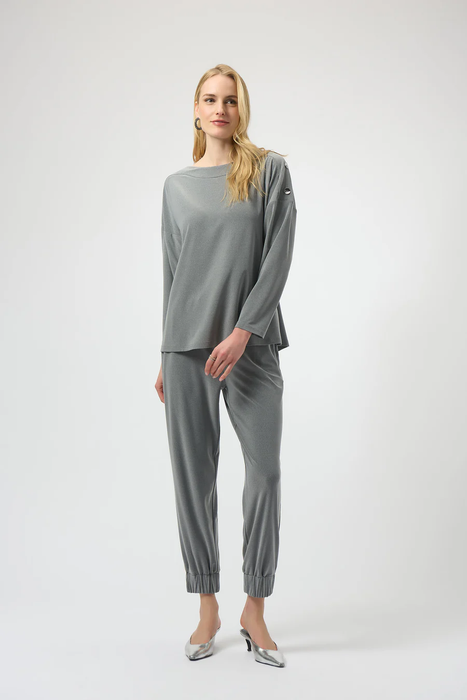 Joseph Ribkoff Grey Boat Neckline Long Sleeves Top 254115