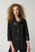 Joseph Ribkoff Style 233059 Grey Melange/Black Textured Jacquard Faux Leather Trim Jacket