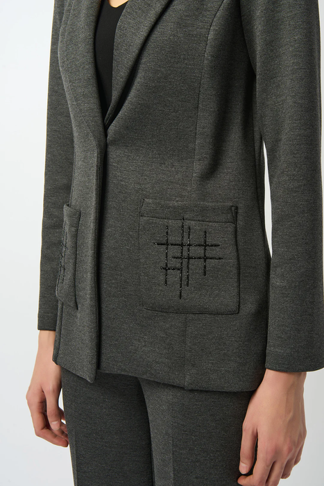 Joseph Ribkoff Grey Melange Fitted Blazer Jacket 253111