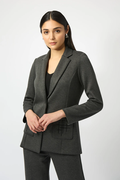 Joseph Ribkoff 253111 Grey Melange Fitted Blazer Jacket