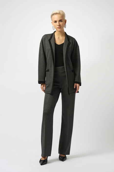 Joseph Ribkoff Grey Melange Mid-Rise Pull On Wide Leg Pants 253300