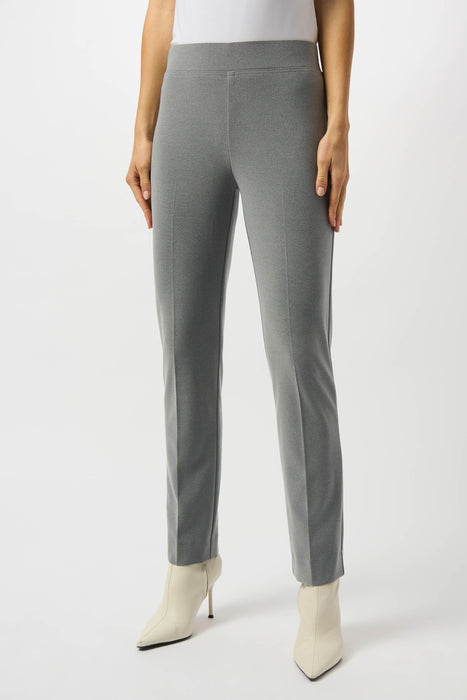 Woman wearing a gray pull on straight ankle pant