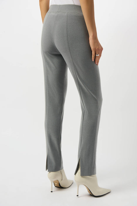 Joseph Ribkoff Grey Melange Slit Back Straight Ankle Pants 253295