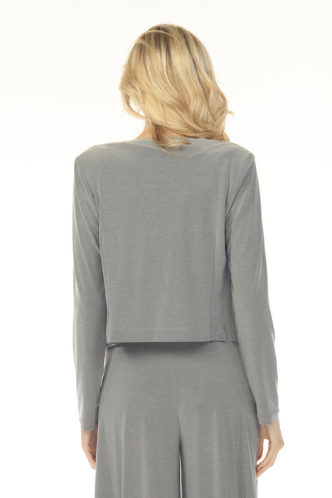 Joseph Ribkoff Grey Melange Open Front Long Sleeve Bolero 253228