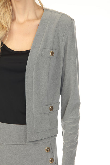 Joseph Ribkoff Grey Melange Open Front Long Sleeve Bolero 253228