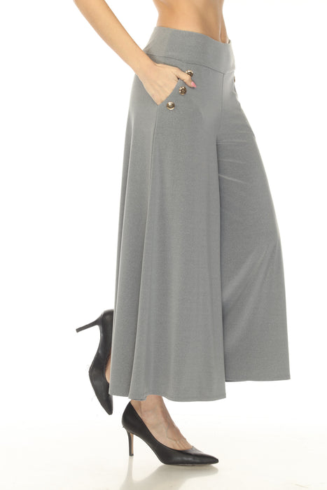 Joseph Ribkoff Grey Melange Pull On Culotte Pants 253152