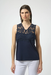 Joseph Ribkoff 252076 Midnight Blue Guipure Lace Sleeveless Top