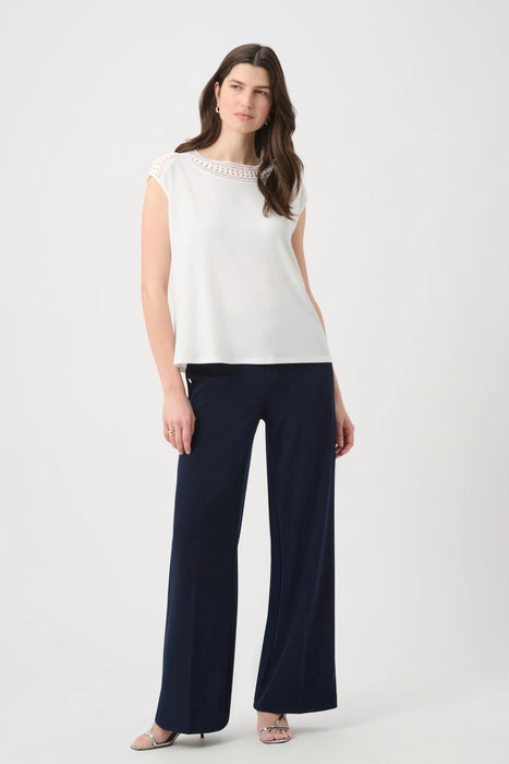 Joseph Ribkoff Guipure Neckline Short Sleeve Top 261200