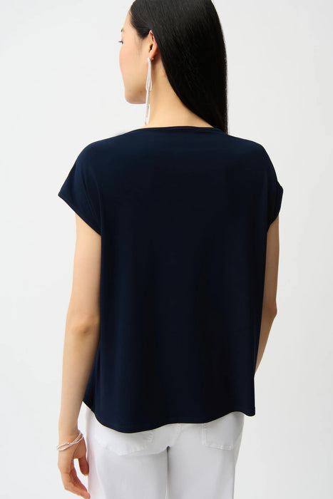 Joseph Ribkoff Guipure Neckline Short Sleeve Top 261200