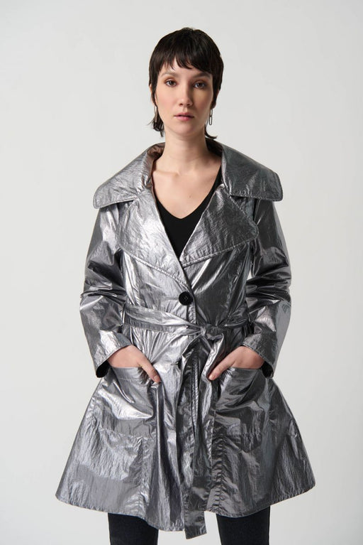 Joseph Ribkoff Gunmetal Sequin Jacket with Faux Pockets Style 234932