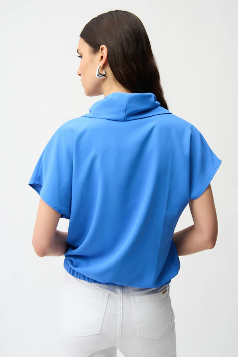 Joseph Ribkoff Harbor Blue Cowl Neck Short Sleeve Blouson Top 261194