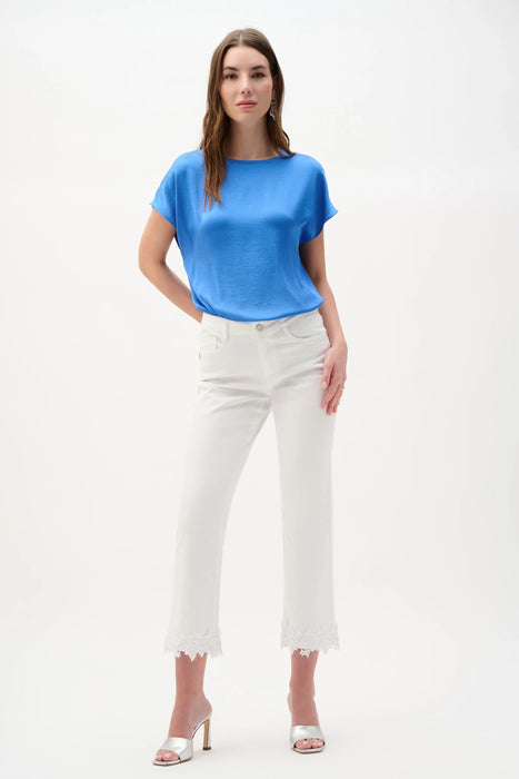 Joseph Ribkoff Crew Neck Short Sleeve Satin Top 262189