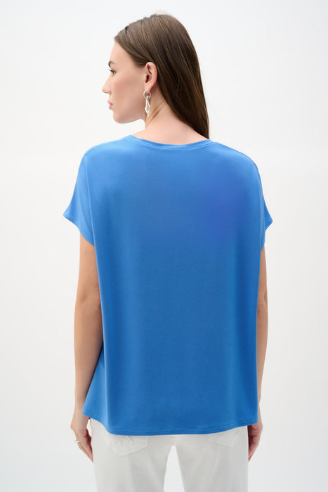 Joseph Ribkoff Crew Neck Short Sleeve Satin Top 262189