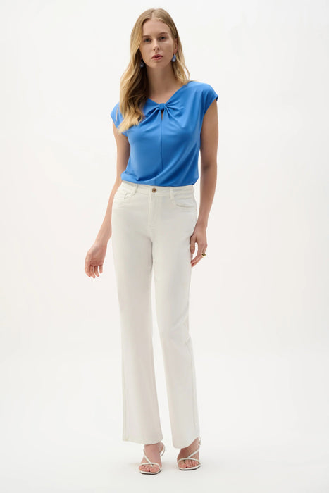Joseph Ribkoff Harbor Blue Knotted V-Neck Fitted Top 262070