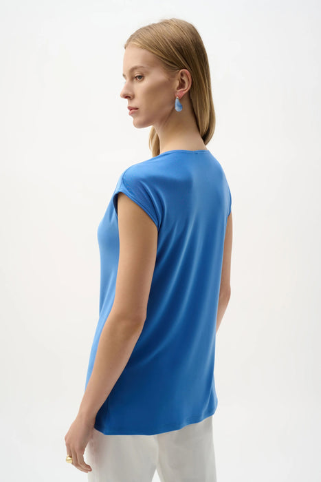 Joseph Ribkoff Harbor Blue Knotted V-Neck Fitted Top 262070