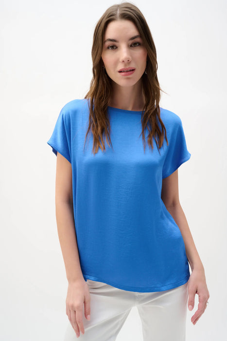 Joseph Ribkoff Crew Neck Short Sleeve Satin Top 262189
