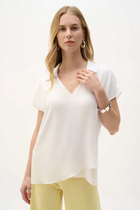 Joseph Ribkoff High-Low Short Sleeve V-Neck Top 262148