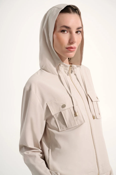 Joseph Ribkoff Hooded Zip Up Boxy Utility Jacket 262621