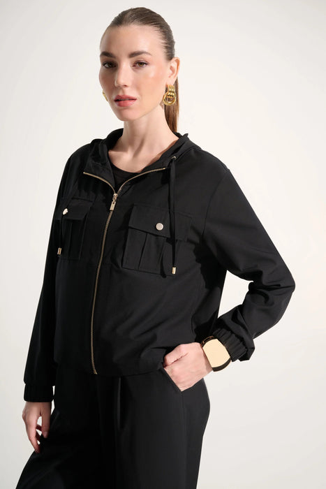 Joseph Ribkoff Hooded Zip Up Boxy Utility Jacket 262621
