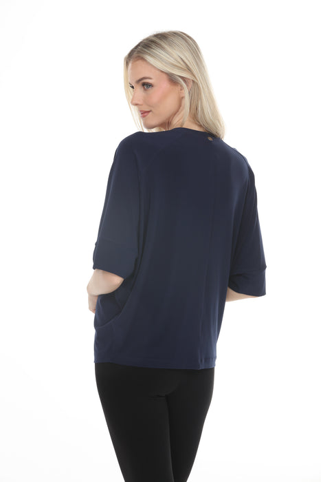 Joseph Ribkoff Indigo V-Neck 3/4 Sleeves Boxy Top 261641