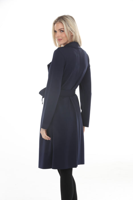 Joseph Ribkoff Indigo Scuba Jersey Belted Long Jacket 261602