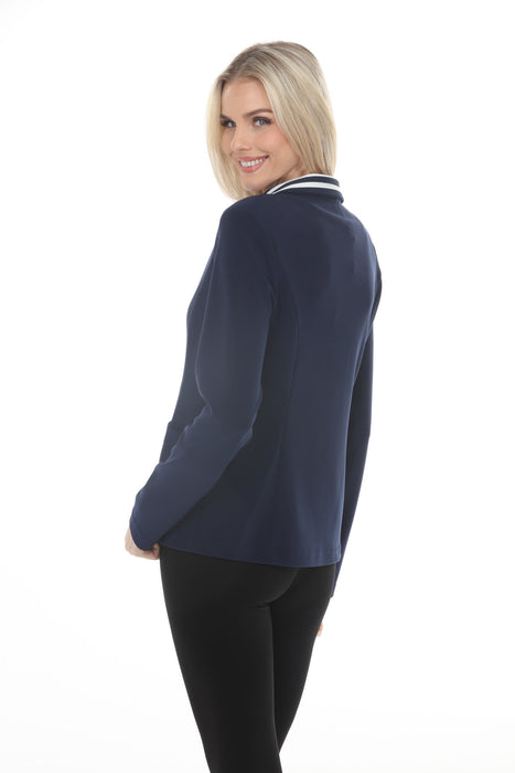 Joseph Ribkoff Indigo Striped Collar Silky Knit Blazer 261622
