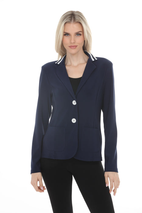 Joseph Ribkoff Indigo Striped Collar Silky Knit Blazer 261622