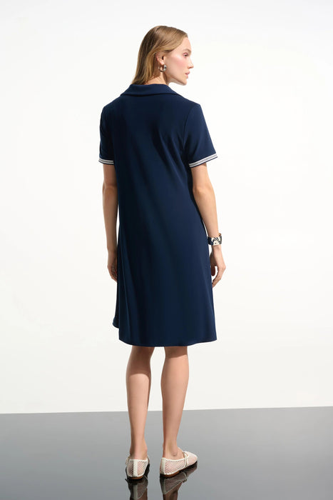 Joseph Ribkoff Stripe Trim Trapeze Polo Dress 261614