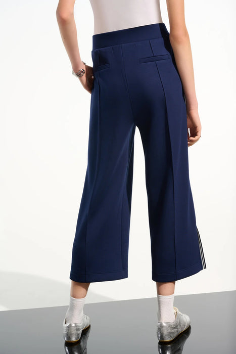 Joseph Ribkoff Indigo/Vanilla Striped Side Slit Culotte Pants 261618