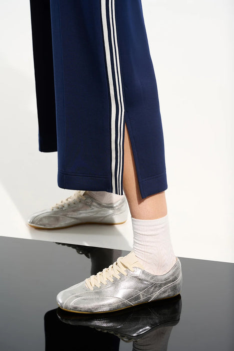 Joseph Ribkoff Indigo/Vanilla Striped Side Slit Culotte Pants 261618