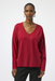 Joseph Ribkoff 254966 Deep Cherry Iron-On V-Neck Pullover Sweater