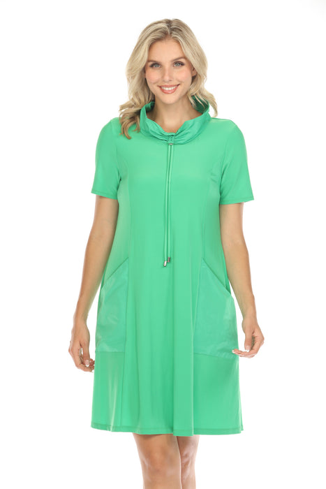 Joseph Ribkoff Style 231141S24 Island Green Cowl Neck Short Sleeve T-Shirt Dress