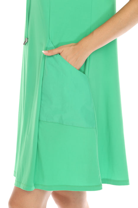 Joseph Ribkoff Island Green Cowl Neck Short Sleeve T-Shirt Dress 231141S24