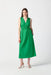 Joseph Ribkoff Style 241127 Island Green Shirred V-Neck Sleeveless Midi A-Line Dress