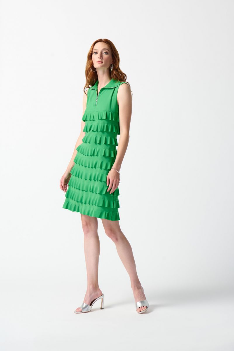 Buy Joseph Ribkoff Tiered Ruffles Zip Front Sleeveless Shift Dress ...